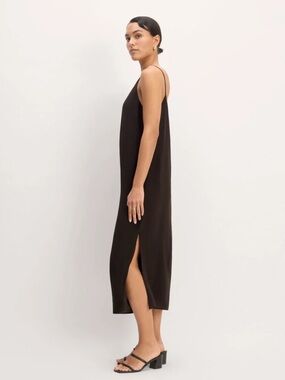 EVERLANE Black Slip Dress with Spaghetti Straps